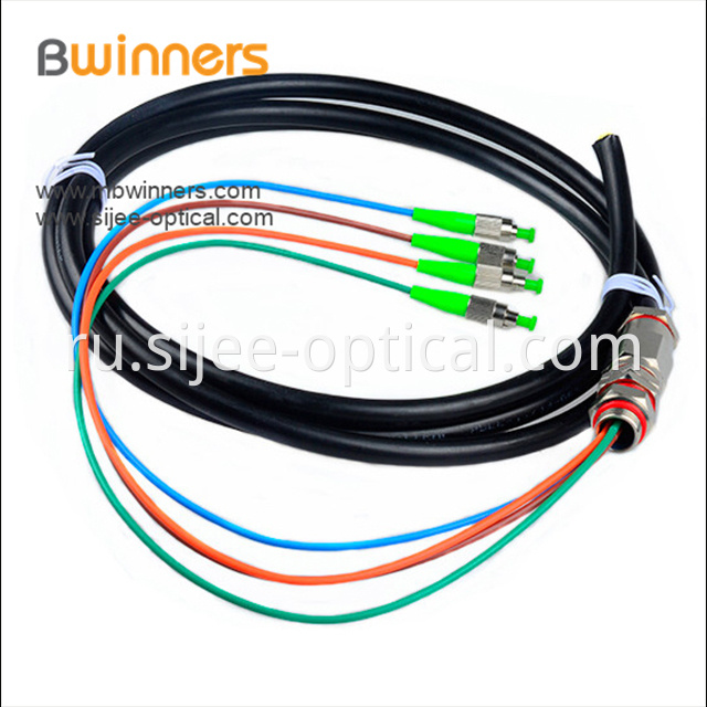 Outdoor 4 Core Singlemode Fc Apc Waterproof Optical Cable Pigtail